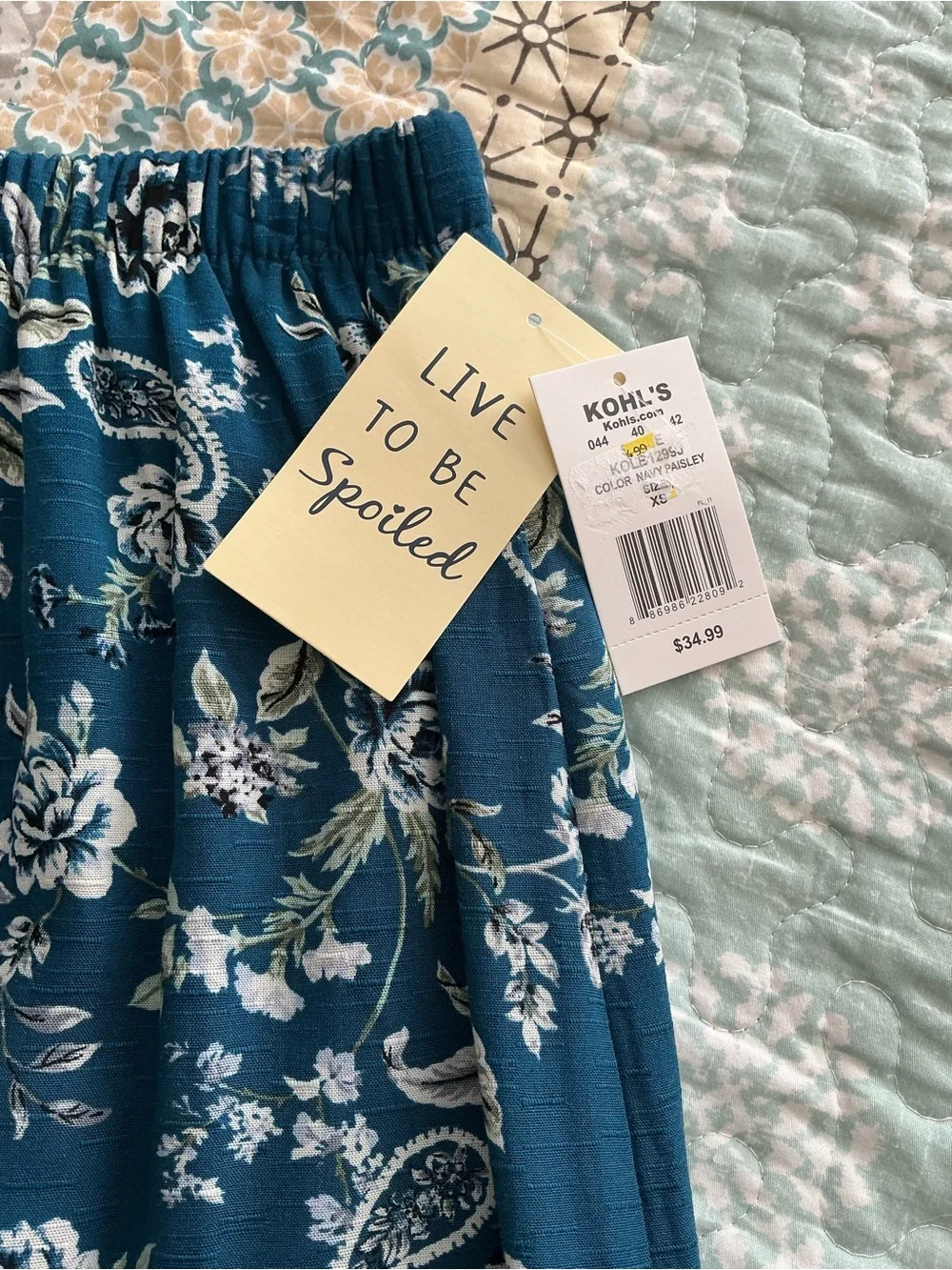 Kohl's Teal Floral Tiered Midi Skirt